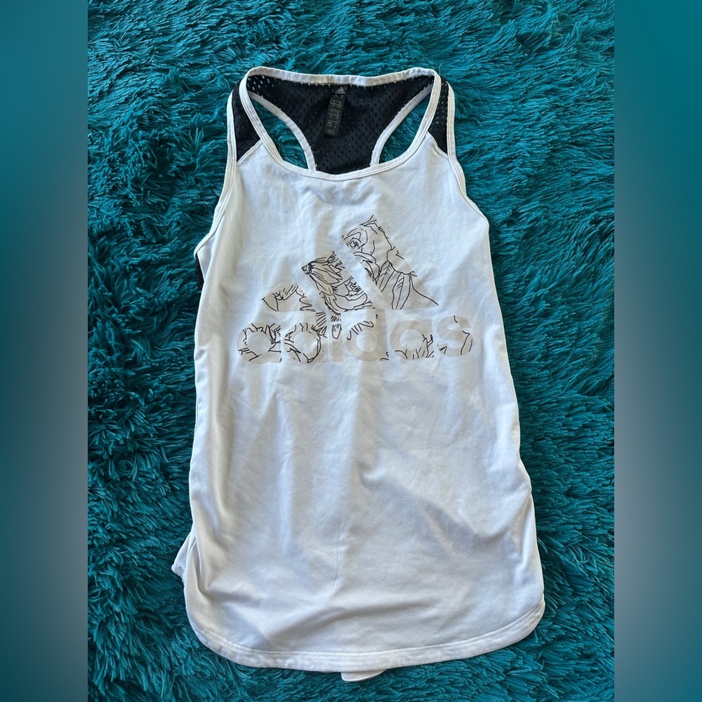 adidas White Tank Top with Black Mesh